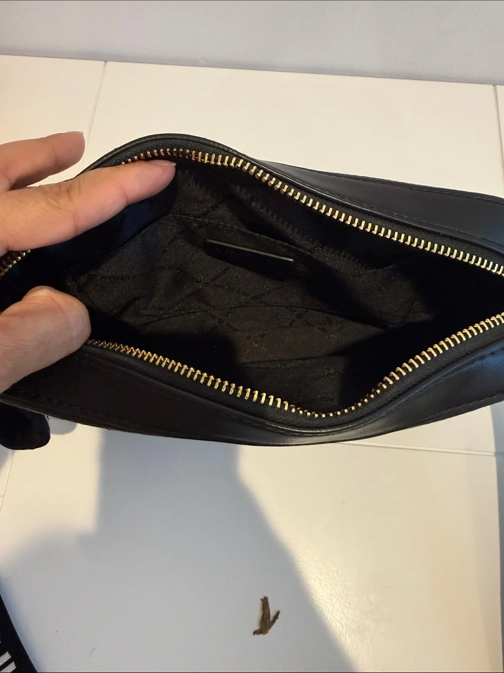 Michael Kors Black Pebbled Leather Crossbody with Logo Strap